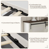 BLANKSPACE Antique White Queen Size Bed Frame with Storage Headboard, Charging Station, Bracket Footboard, Farmhouse Bed Frame with Bookcase and Sliding Barn Doors, Noiseless,No Box Spring Needed BLANKSPACE