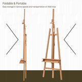 ATWORTH American Oak Inclinable Studio Art Easel, Hold Canvas up to 48”, Deluxe Wooden Large Adjustable A-Frame Lyre Style Floor Painting Easel Stand with Storage Tray, Natural Oil Finish ATWORTH