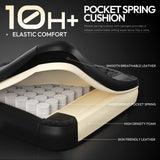 Dowinx Gaming Chair with Pocket Spring Cushion, Ergonomic Computer Chair with Massage Lumbar and Footrest for Adults, High Back Game Chair Leather for Office Gaming 300LBS, Black New Dowinx