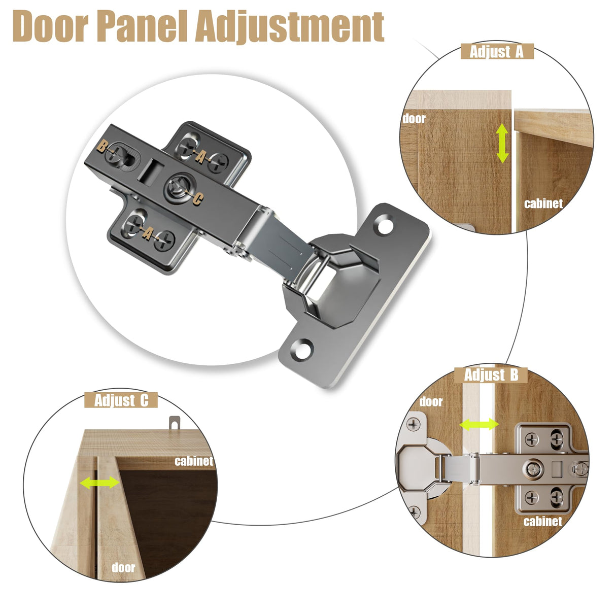 Qufusaty Storage Cabinet, 63" Farmhouse Buffet with Metal Base and Adjustable Shelves, Sideboard Coffee Bar with 4 Doors for Kitchen, Dining Room, Living Room, Oak Qufusaty