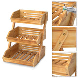 Merysen 3 Tier Wooden Fruit Basket For Kitchen, Bread Vegetable Fruit Basket Bowl Stand, Farmhouse Fruit Bowl for Countertop, Large Merysen