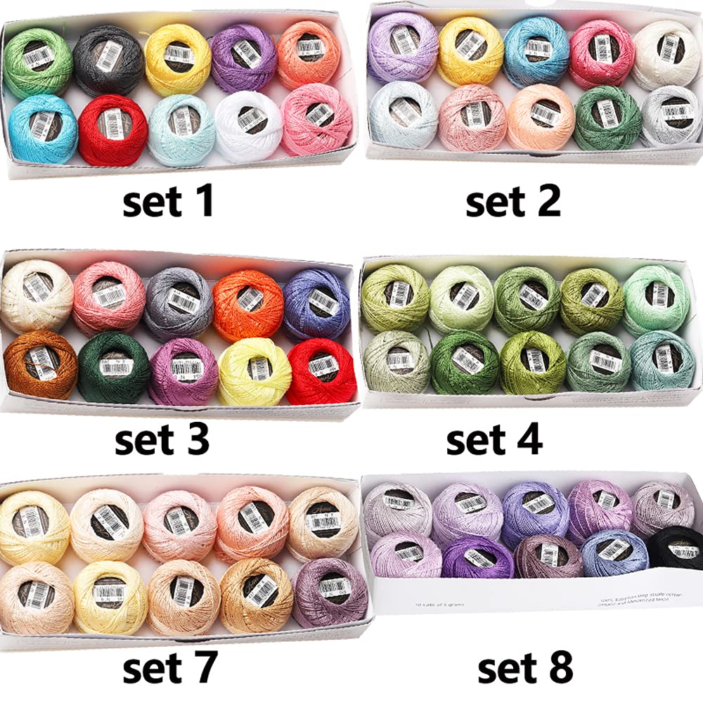 Asmoothread 10 Colors Size 8 Pearl Cotton Embroidery Thread 5 Grams Craft Needlework Double Mercerized Egyptian Long Staple Cotton 43 Yards Asmoothread