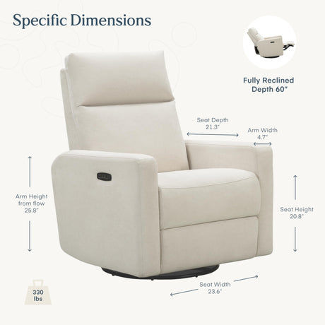 Nurture& The Glider Plus - Premium Nursery Power Recliner | Swivel Chair with Adjustable Head Support and Adjustable Lumbar Support | Built-in USB - The Ultimate Comfort for Nursing, Relaxing (Ivory) Nurture&
