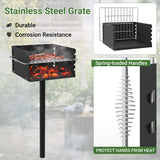 Toriexon Park Grill with Stainless Steel Cooking Grate, Heavy Duty Park Style Charcoal Grill with Grill Cover, Outdoor Park Grill for Backyard, Camping, 16'' L x 16'' W x 8'' H Toriexon