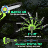 2-in-1 Cordless Pole Saw 8 Inch＆Mini Chainsaw, with 2×4.0Ah 21V Battery and Charger, Brushless Motor, Total Reach of Max 15ft, Electric Pole Saw for Tree Trimming and Hedge Cutting Protmex