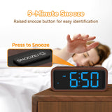 Netzu Wooden Alarm Clock, Loud Digital Clock with 5 Volumes, 12 Ringtones, Manual DST, Snooze Plug-in Alarm Clock for Heavy Sleepers Bedroom Bedside Living Room Office Wood Decor (Blue) Netzu