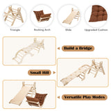 NEOCOZY Pikler Triangle Set with Cushion, Arch and Slide, Toddler Climbing Toys Indoor Playground, Montessori Climbing Set, Indoor Jungle Gym, Wooden Pickler-3 Piece Climbing Gym for Kids 1-4yr NEOCOZY