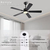 FUMLTP 52 inch Modern Ceiling Fans with Lights APP/Remote Control, Low Profile Reversible 6 Speeds Ceiling Fan Light for Indoor/Outdoor Patio Bedroom Living Room,Black FUMLTP
