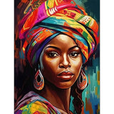 African Woman Diamond Painting, 30x40cm Traditional Portrait Cultural Art, DIY Craft Kit for Adults, Unique Wall Decor Gift Amz Camel
