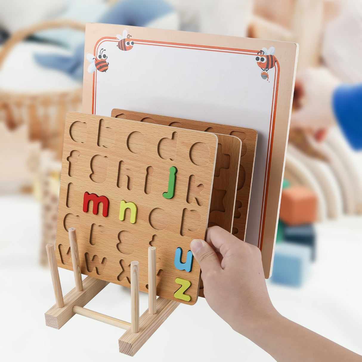 Wooden Puzzle Display Stand - Jigsaw Shelf Stand Puzzle Holder Rack - Storage and Organization for Kids & Adults PEUTIER