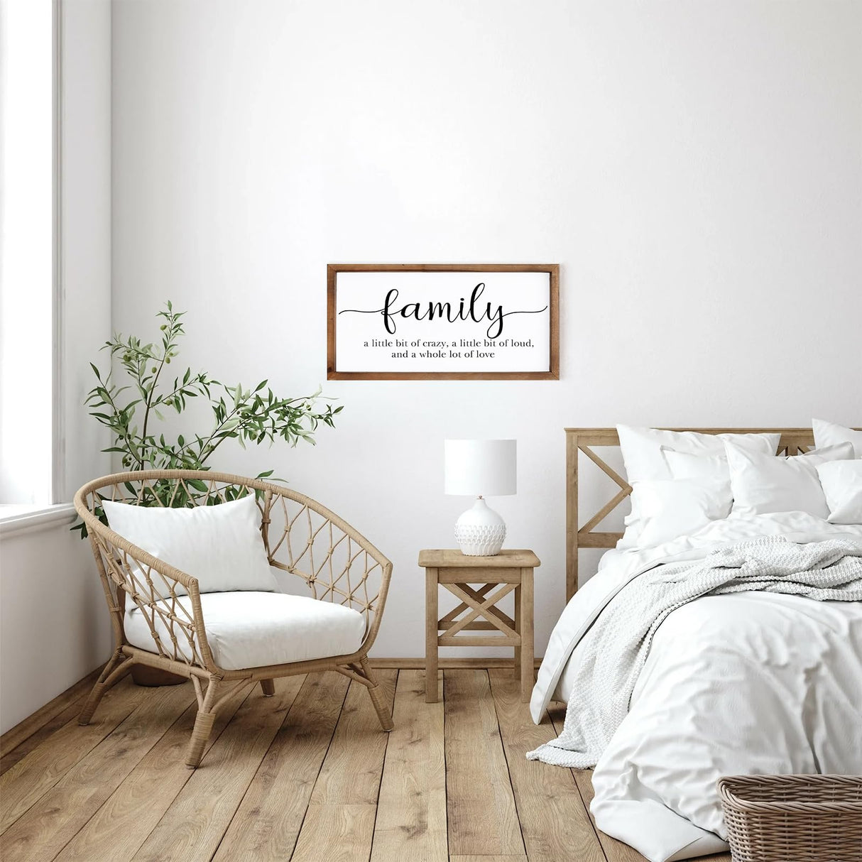 MODE HOME Family Sign for Home Decor, Farmhouse Family Wall Decor with Wood Frame for Wall, Kitchen, Living Room, Bathroom, Bedroom MODE HOME