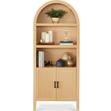 Best Choice Products 72in Tall Arched Pantry Cabinet w/Doors, 5-Tier Bookshelf, Armoire, Hutch, Bookcase, Storage Cabinet w/Adjustable Shelves - Natural Oak Best Choice Products