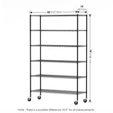Furinno Wayar 6-Tier Metal Storage Shelf Rack, 48 x 18 x 78, Black Furinno