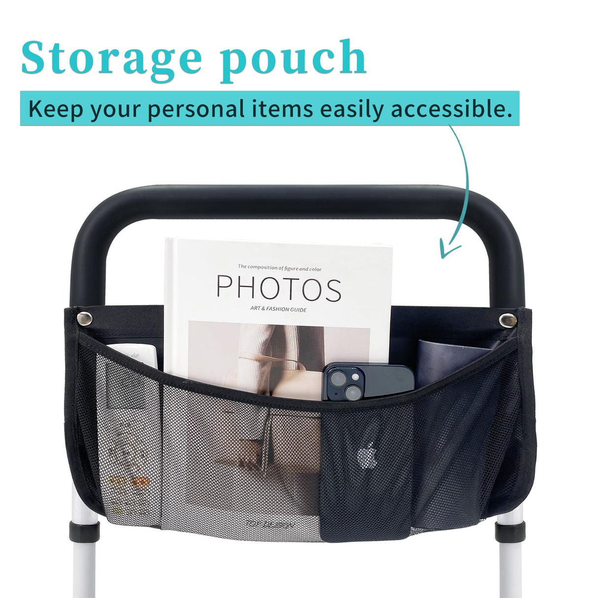 Bed Rails for Elderly Adults Safety with Adjustable Heights Storage Pocket Assist Support Side Railings Seniors Slides Under Mattressbed Cane Guard Bed Handles Bars (Widen(White)) AOHHL