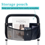 Bed Rails for Elderly Adults Safety with Adjustable Heights Storage Pocket Assist Support Side Railings Seniors Slides Under Mattressbed Cane Guard Bed Handles Bars (Widen(White)) AOHHL