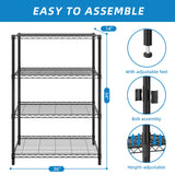 Guan River 4-Shelf Adjustable Metal Shelf Wire Shelving Unit Storage Rack Display Shelf for Office,Kitchen,Bedroom,Bathroom,Laundry,Pantry Basement,Garage(Black,36" L x 14" W x 54" H) Guan River