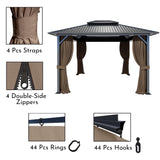 COWVIE Gazebo Curtain Replacement Universal 4-Panel Sidewalls 10' x 13', Patio Gazebo Privacy Curtains with Double Zipper, Replacement for Patio, Outdoor Canopy, Garden and Backyard (Curtain Only) COWVIE