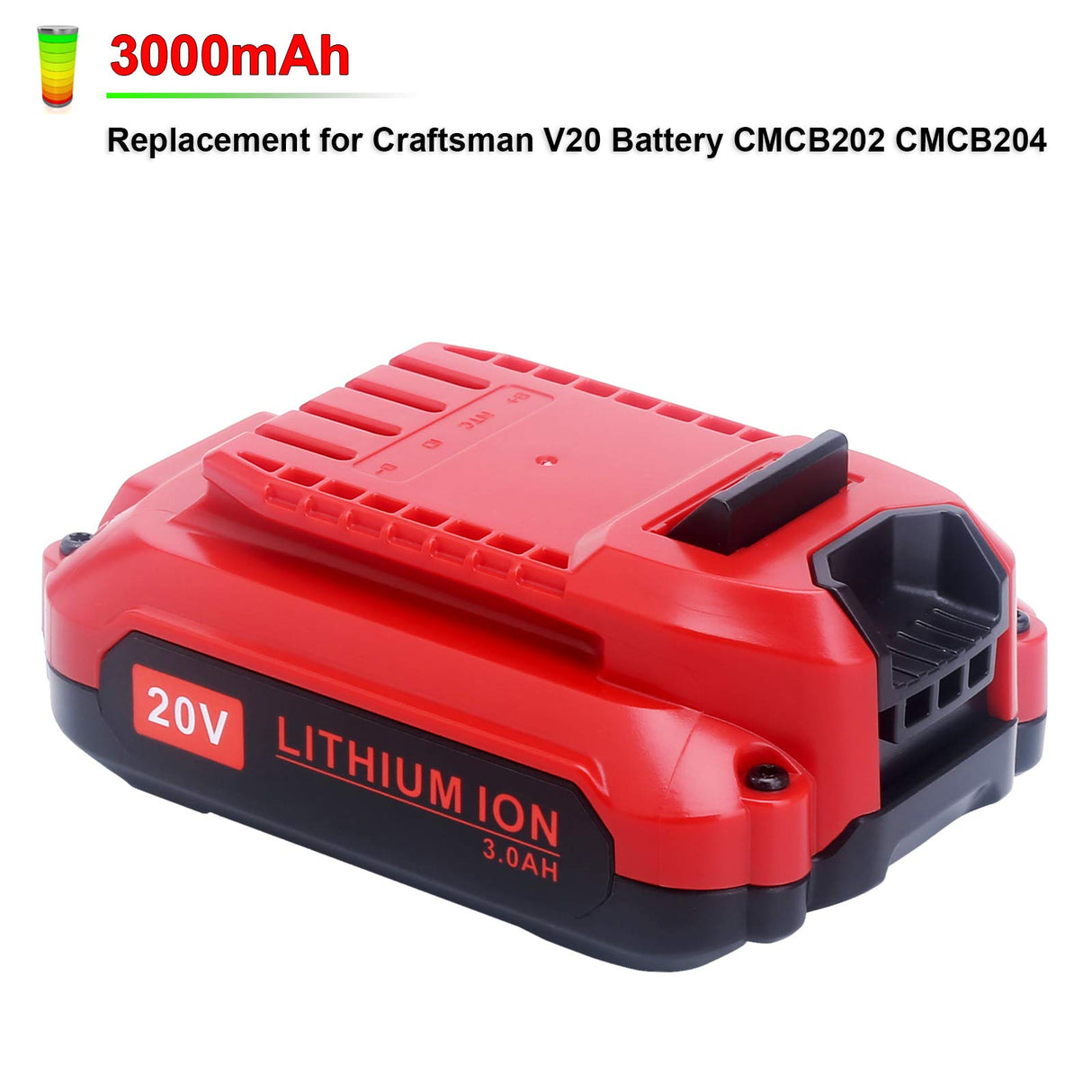 ELEFLY 2 Pack 20V 3.0Ah Lithium Battery Compatible with Craftsman 20V Battery CMCB201 CMCB202-2 CMCB204-2, Compatible with Craftsman V20 Series 20V Max Cordless Power Tools ELEFLY