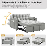 Wakefit 3 in 1 Convertible Sleeper Sofa Bed, Futon Couches for Living Room with Side Pocket | Adjustable Backrest | Velvet Fabric | Pull Out Couch | Small Loveseat | Sectional Sofa Bed(Grey) Wakefit