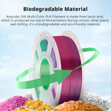 ANYCUBIC Silk Tri Color Pla Filament, 3-in-1 Chrome Coextrusion Color Change 3D Printer Filament 1.75mm Dimensional Accuracy +/- 0.02mm, Silk Texture, 1KG Spool (2.2 lbs), Blue Green Purple ANYCUBIC