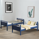 Costzon Twin-Over-Twin Wood Bunk Bed, 2-in-1 Convertible Space-Saving Bunk Bed for Bedroom Dorm Guest Room, Heavy Duty Bed Frame w/Inclined Ladder & Safety Guardrails for Kids Teens Adults (Navy) Costzon