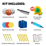 JoyBerri Bouncy House - 16.8' x8.9' Ft Extra Large, Inflatable Bounce House for Kids and Adults - with Air Blower, Volleyball Net, Basketball Hoop and Slide - ASTM Certified JOYBERRI