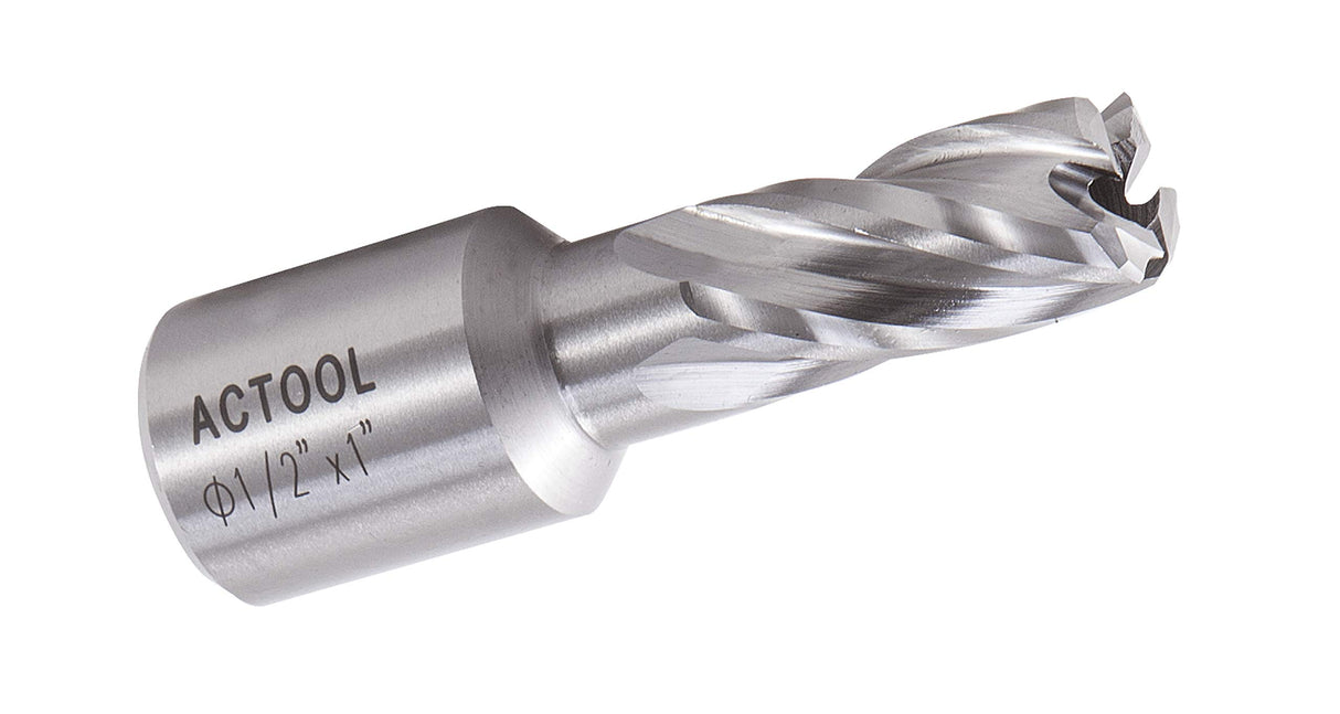 ACTOOL 1/2" Diameter × 1" Depth of Cut HSS ANNULAR Cutter with 3/4'' Weldon Shank ACTOOL