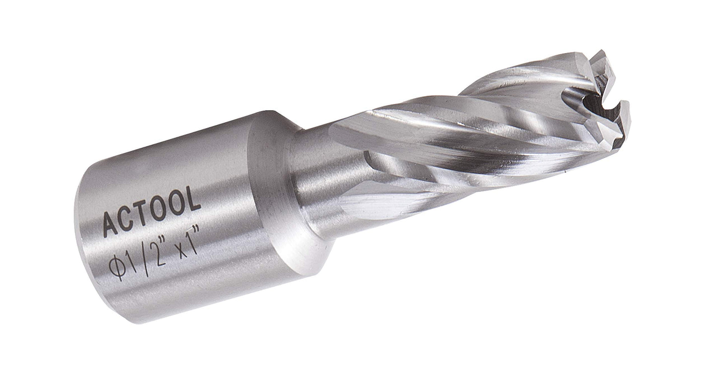 ACTOOL 1/2" Diameter × 1" Depth of Cut HSS ANNULAR Cutter with 3/4'' Weldon Shank - WoodArtSupply