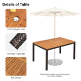 Toolsempire 7 Pieces Patio Dining Set Outdoor Dining Set with Umbrella Hole, Wicker Patio Furniture Set with Acacia Wood Table and Chairs, Garden Dining Table Set for Backyard, Desk, Poolside (Brown) Toolsempire