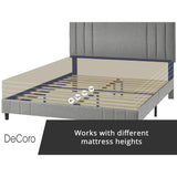 Decoro Chicago Modern Tufted Upholstered Platform Full Size Bed Frame, Full, Grey Decoro