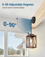 DEWENWILS Farmhouse Pendant Light, Metal Hanging Light Fixture with Wooden Grain Finish, 48 Inch Adjustable Pipes for Flat and Slop Ceiling, Kitchen Island, Bedroom, Dining Hall, E26 Base DEWENWILS