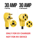 ONETAK NEMA TT-30P to 14-30R 120V 30 Amp 3 Prong RV Male Plug to 4 Prong Generator Female Outlet Receptacle EV Charger Compatible Tesla Gen 2 Power Cord Adapter ONETAK