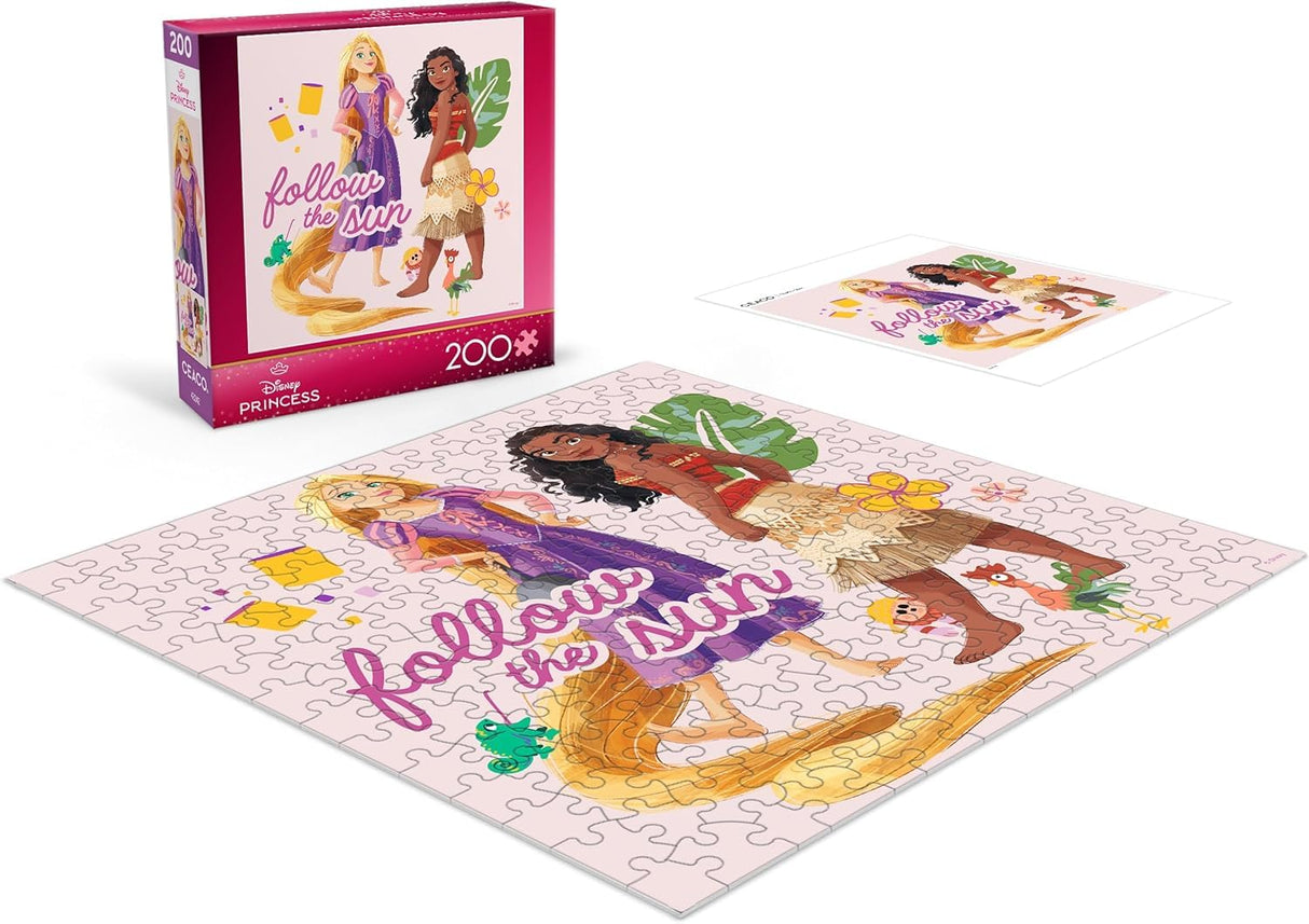 Ceaco - Disney Princess Featuring Rapunzel and Moana - Follow The Sun - 200 Piece Jigsaw Puzzle Ceaco