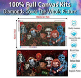 KYOQFVN Halloween Diamond Painting Kits for Adults,5D Full Round Diamond Halloween Clown Diamond Art Kit, Large Dots Diamond Painting for Beginners, DIY Beads for Home Wall Decor, 27.5" x 15" KYOQFVN