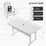 AZXZCS HDPE Dining Table Set for 10,12-Piece Outdoor Table and Chairs Include 10 Dining Chairs and 2 Pcs 62.5" Patio Dining Table with Umbrella Hole (White) AZXZCS