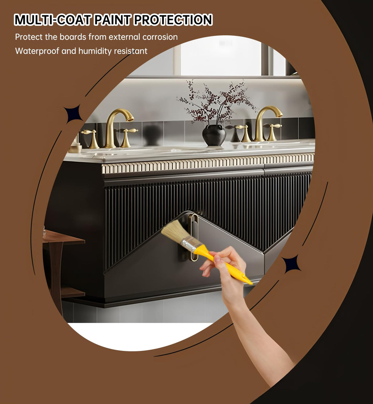 LUTHXAY Double Sinks Bathroom Vanity, 72 Inch Floating Bathroom Cabinet with One-Piece Top & Drawers, Wall Mount Bath Vanities with LED Smart Defog Mirror, Modern Luxurious Solid Wood Vanity(Brown) LUTHXAY