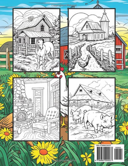 Country Life: A Coloring Book for Adults featuring Country Farm Houses, Relaxing Landscapes, Adorable Animals & Peaceful Countryside Farm Scenes | Perfect for Relaxation and Stress Relief