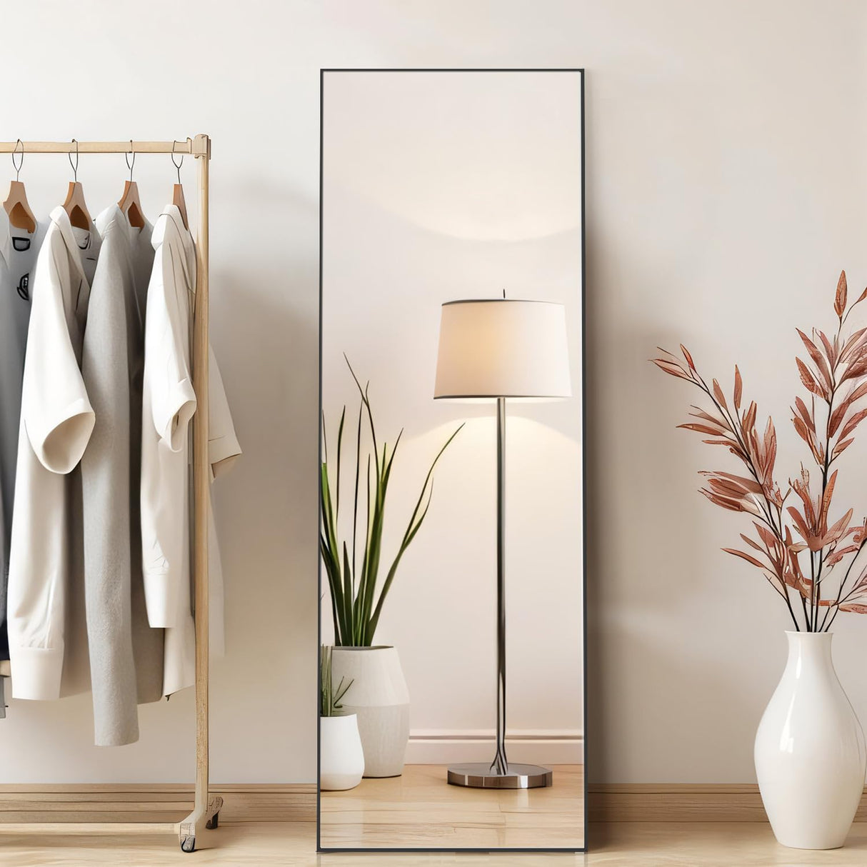Aidoly Mirror Full Length, Upgraded 16"x59" Body Wall Mirrors with Shatter-Proof Glass, Floor Standing, Hanging or Leaning, Tall Mirror with Stand Aluminum Alloy Frame for Bedroom Cloakroom Aidoly