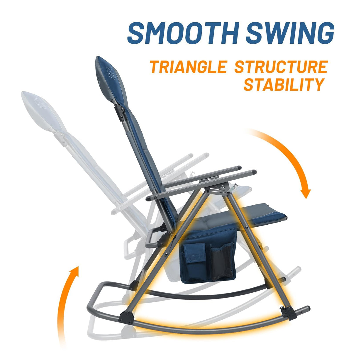 TIMBER RIDGE Oversized Folding Rocking Camping Chair, Padded Outdoor Rocker with High Back, Portable Outdoor Chair for Patio, Garden, Lawn, Supports up to 400 lbs, Blue TIMBER RIDGE