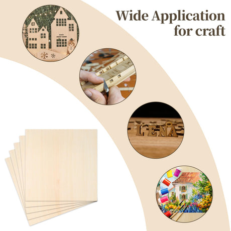 Balsa Wood Sheet, 5 Pack Plywood Sheets, Basswood Sheets 12 X 12 X 1/16 Inch, Unfinished Craft Wood, Thin Wood Boards for Laser Cutting, Engraving, Wood Burning, Crafts MOWPOG