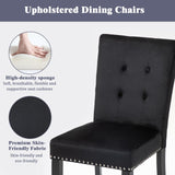 VDAOQVG Upholstered Velvet Dining Room Chairs Set of 2 for Dining Room, Set of 2 Kitchen Chairs with Gold Nailhead and Metal Ring Upholstery, Solid Wood Dining Chairs Set of 2 for Restaurant (Black) VDAOQVG