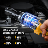 ACROPOW 3/8" Cordless Ratchet Wrench, Compatible with DEWALT 20V MAX Battery, 74Ft-Lbs Brushless Motor Electric Ratchet with Variable Speed, 1/2" & 1/4" Adapters, 3" Extension Bar (Tool Only) ACROPOW