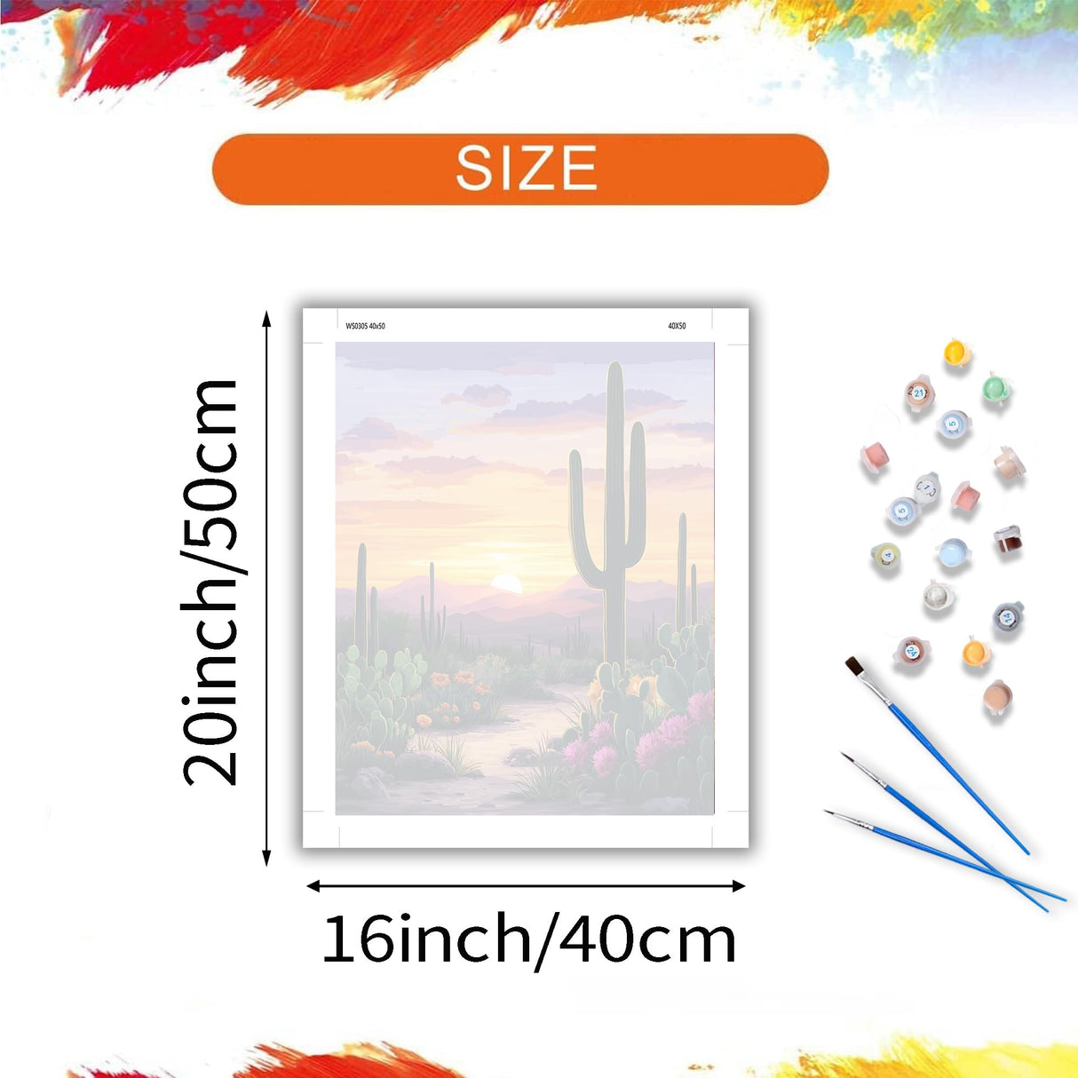 ARNLRDYA Cactus in Desert Paint by Numbers for Adults, Floral Sunset Paint by Number Kits for Beginner, Gobi Desert Scenery Acrylic Painting on Canvas for Gift Home Wall Decor(16×20inch, Unframe) ARNLRDYA