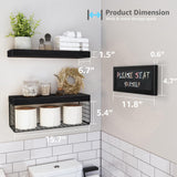 QEEIG Bathroom Shelves Over Toilet - Paper Storage Wall Mounted Farmhouse Decor Decorations Chalkboard Small Floating Shelf 2+1 Set 16 inch, Black (021B) QEEIG