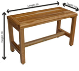 EcoDecors, Eleganto, 30", Teak Shower Bench, Teak Shower Stool, Teak Shower Bench for Inside Shower, Teak Garden Bench, Teak Hallway Bench, Wood Patio Bench EcoDecors
