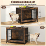 Giantex Dog Crate Furniture - 32.5" L Dog Kennel Side Table with Double Doors & Removable Pull-Out Tray, Left or Right Side Door, Modern Dog Cage Pet House End Table for Medium Dogs, Rustic Brown Giantex
