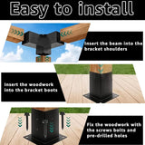 LANIAKEA 2PCS Pergola Brackets, 3-Way Right Angle Corner Bracket Pergola Kit with Screws, Pergola Hardware for 4x4 Inch(Actual: 3.5x3.5 Inch) Wood Beams LANIAKEA