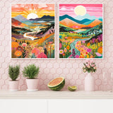 Diamond Art Kits for Adults Beginner, 2 Pack Mountain Flower DIY Modern Diamond Painting Kits 5D Diamond Dots Gem Art Crafts with Tools,Round Full Drill Funny Crafts for Home Wall Decor&Gift-10x13.7in BAWKENTON