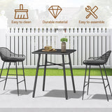 C-Hopetree 41" Counter Height Bar Table, Square Metal Pub Bistro Cocktail Table for Indoor Outdoor Use, Black C-Hopetree