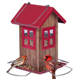 Kingsyard Cute Bird House Feeders for Outside, Hanging Metal Bird Feeder with 4 Ports, Outdoor Garden Yard Decorations for Cardinals Finches Chickadees Goldfinches & Sparrows Birds Watching Kingsyard